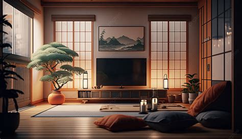 Living Room Japanese Interior Decoration Background Bedroom Indoor