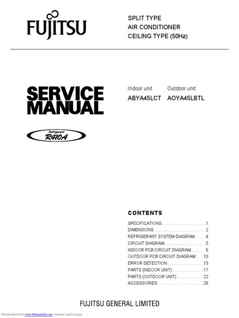 Fujitsu Air Conditioning Parts Manual