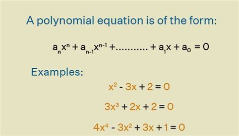 Polynomial Formula Solved Examples Types Equations