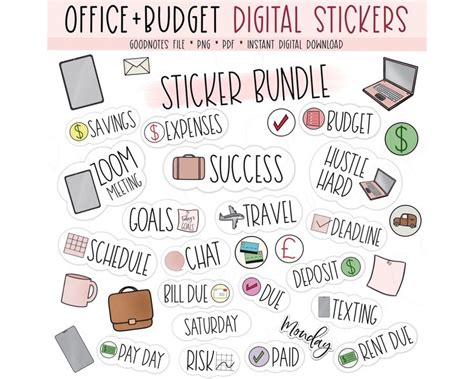 Office And Budget Bundle Digital Sticker Set Goodnotes Stickers Finance