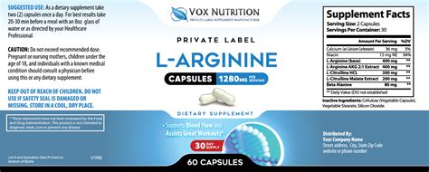 Private Label L Arginine Vox Nutrition Private Label Supplement