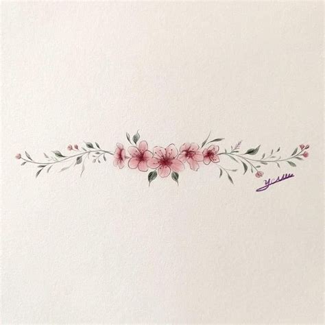 A Watercolor Drawing Of Pink Flowers On White Paper