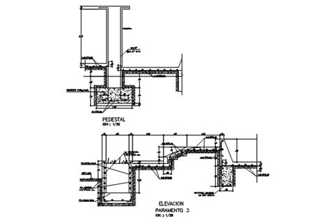 Pedestal Section Detail And Elevation Detail Dwg File Cadbull