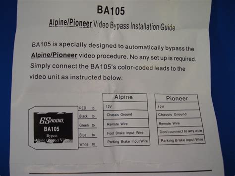 Pioneer Parking Brake Video Bypass Avh X Dvd Avh X Bt Avh