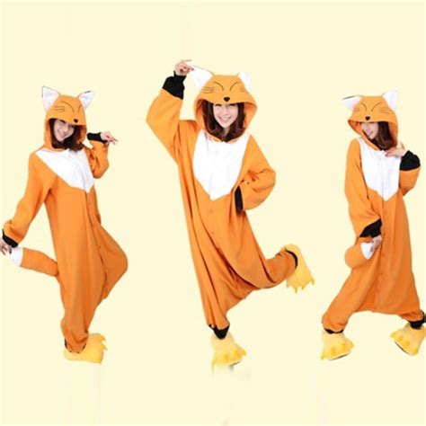 Fox Cartoon Onesies Winter Animal Onesies Female Nightwear Anime