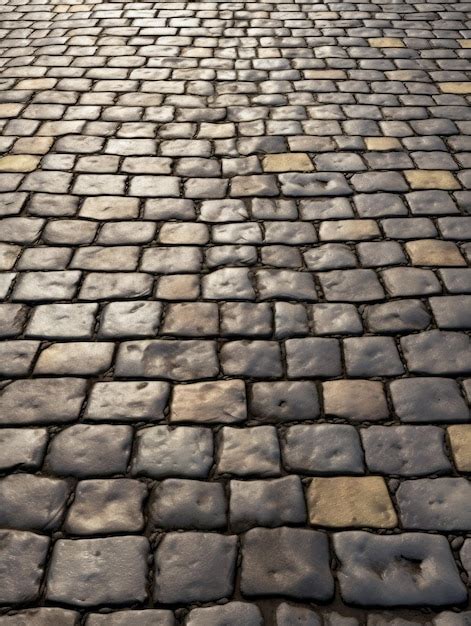 Premium AI Image | Texture Tiles of Cobblestone Road