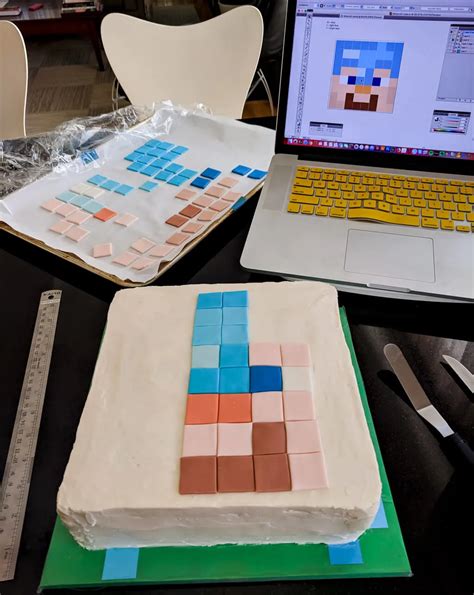 Easy Minecraft Birthday Cake Steve In Diamond Armor Off