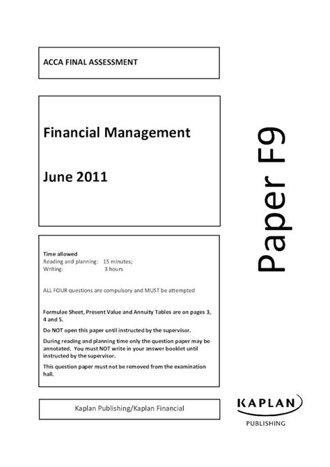 PDF 53513282 ACCA F9 Final Assessment Questions J11 DOKUMEN TIPS