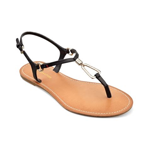 Tommy Hilfiger Leuca Thong Sandals In Black Lyst