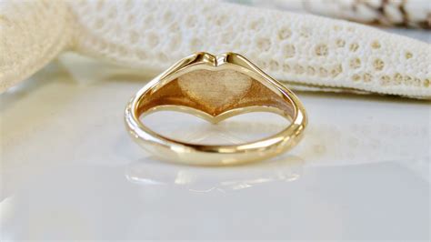 14 Karat Solid Gold Heart Initial Ring With Raised Letter Etsy