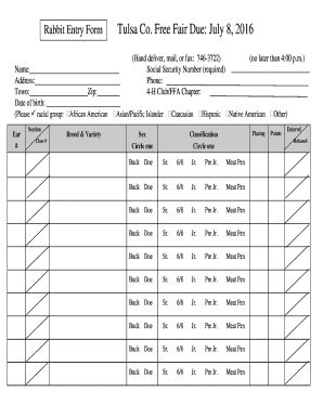 Fillable Online Rabbit Entry Form Oces Tulsacounty Org Fax Email