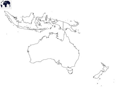 Printable Blank Oceania Map – Outline, Transparent, PNG Map