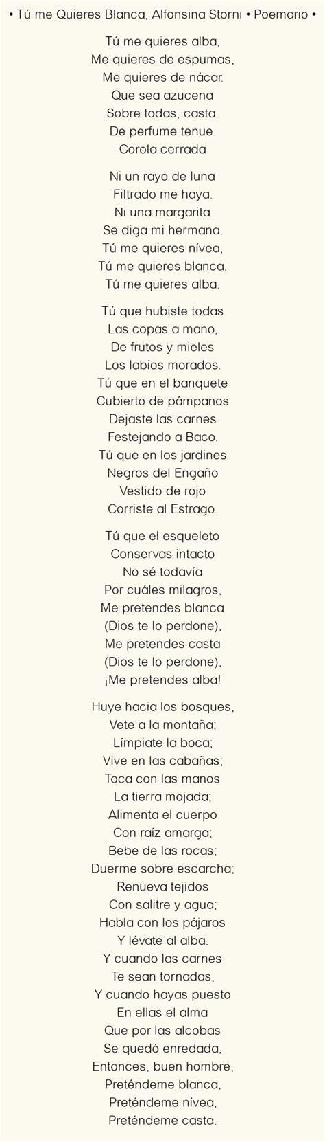 Tú me Quieres Blanca Alfonsina Storni Poema original