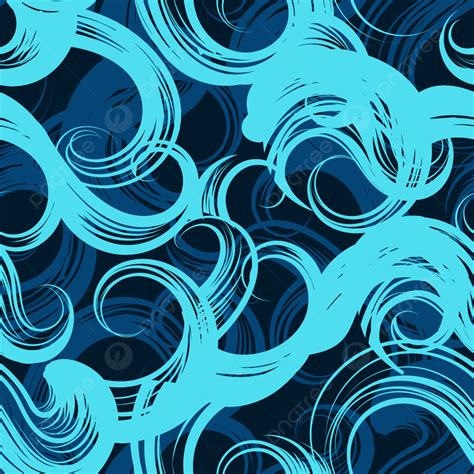 Blue Waves Seamless Pattern Background Vector River Element