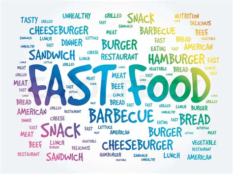 Fast Food Word Cloud Collage Stock Vector Colourbox