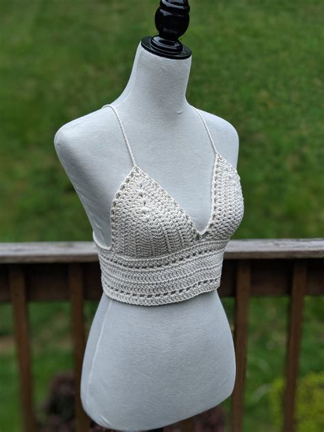 Beige Crop Top Crochet Bralette Handmade Crochet Crop Top Crochet