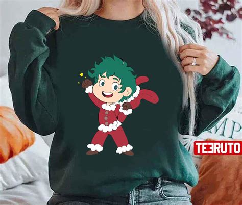 Merry Christmas Deku Deku Midoriya Izuku Santa Hat Unisex Sweatshirt