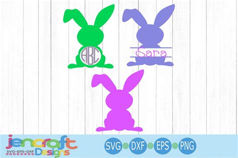 Monogram Frame Easter Svg Bunny Rabbit Split Svg Eps Dxf