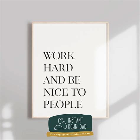 Work Hard Art, Be Nice Decor, INSTANT DOWNLOAD, Reminder Decor ...