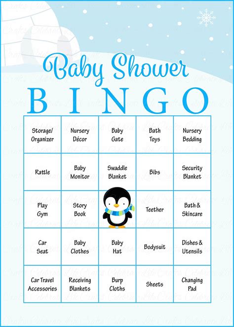 Winter Baby Shower Game Download For Boy Baby Bingo Celebrate Life