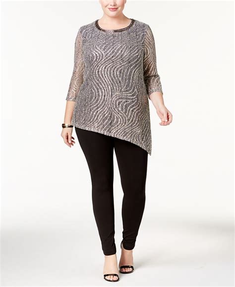 Jm Collection Plus Size Embellished Asymmetrical Top Created For Macy