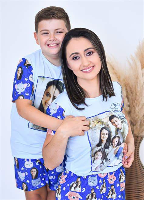 Combo Pijama Curto M E E Filho Personalizado Sonho Lumar