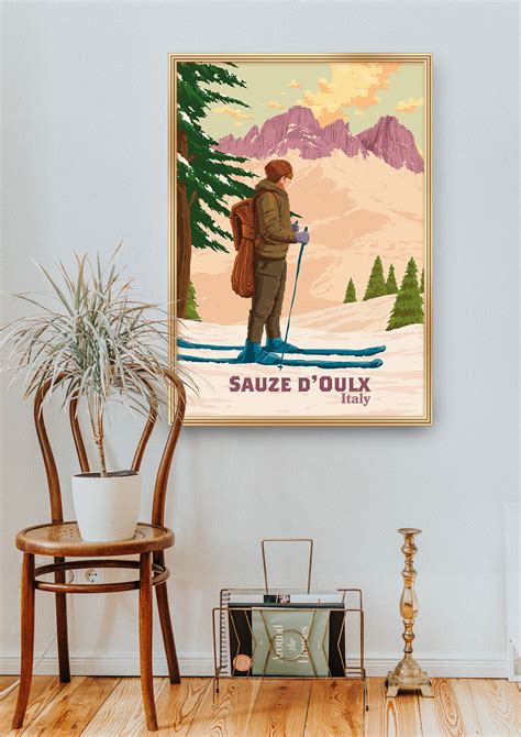 Sauze D'oulx Ski Resort Poster Piemonte Italy Skiing | Etsy