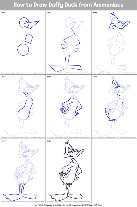 How To Draw Daffy Duck From Animaniacs Printable Step By Step Drawing