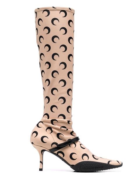 Marine Serre Crescent Moon Motif Boots Neutrals Modes