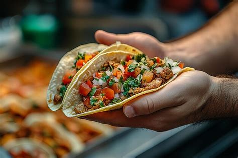Street Tacos Delight Food Truck Owner Serving Delicious Tacos To A