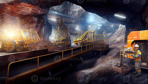 Underground Mining Coal Mining In Mine Miner In Underground Mine On