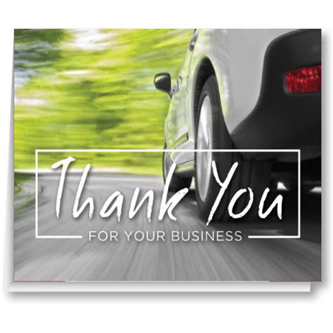 Thank you Card-White Car on Road (100) | Greeting Cards - Sid Savage