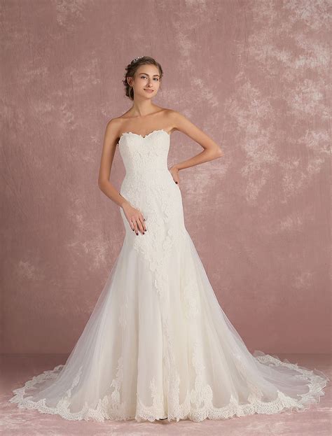 Abito Da Sposa Lussuoso A Sirena Avorio Di Spalle Nude Mit Schleppe