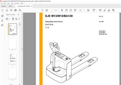 Jungheinrich Forklift EJE M13 EJE M15 EJE BA120 Operating Instructions