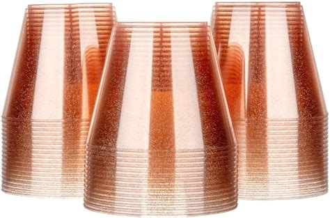 Easercy 100 Rose Gold Plastic Cups 9 Oz Plastic Wine Cups