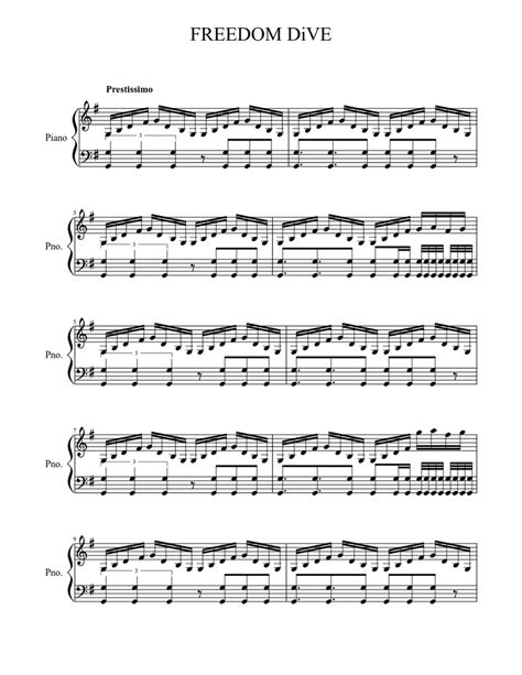 Xi Freedom Dive Full Sheet Music For Piano Solo