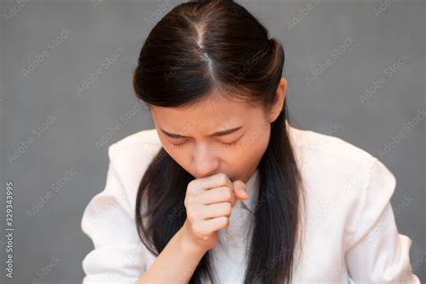 Sick Woman Coughing Sick Asian Woman Coughing With Sore Throat Cold