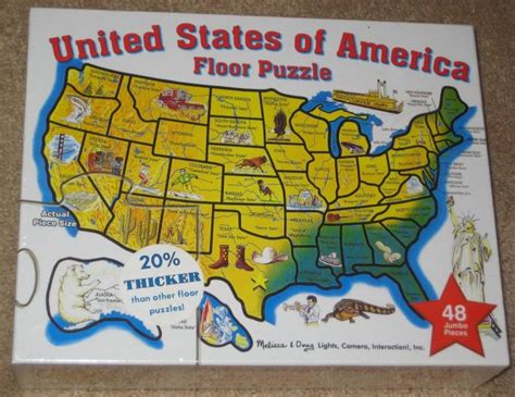 Melissa & Doug Puzzle Lot United States of America Floor 48 Jumbo Pieces USA Map ABC Alphabet Train