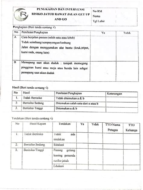 Resiko Jatuh Rawat Jalan Get Up And Go Pdf