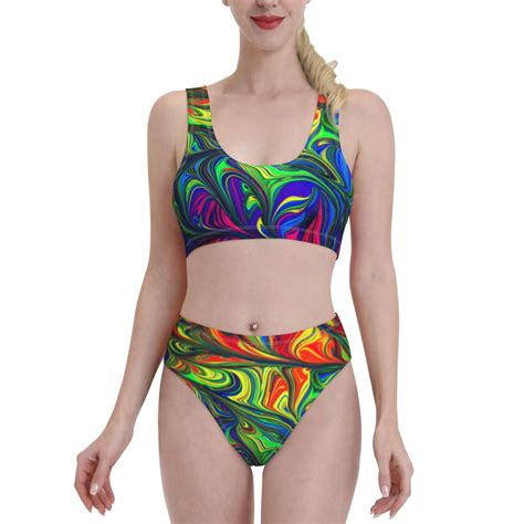 Daiia Pride Rainbow Women S Bikini Swimsuit Two Piece Swimsuit High