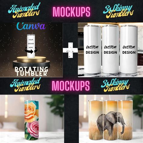 Animated Tumblers Skinny Tumblers Mockups Canva Tumbler Mockup Png