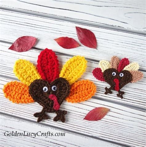 Crochet Turkey Applique Free Crochet Pattern Goldenlucycrafts