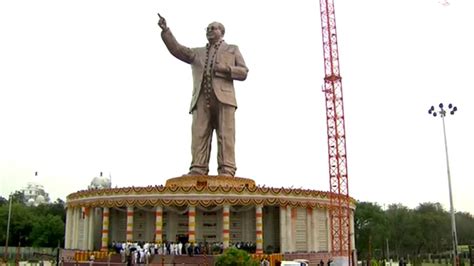 Agency News KCR Unveils 125 Feet Statue Of BR Ambedkar On His 132nd