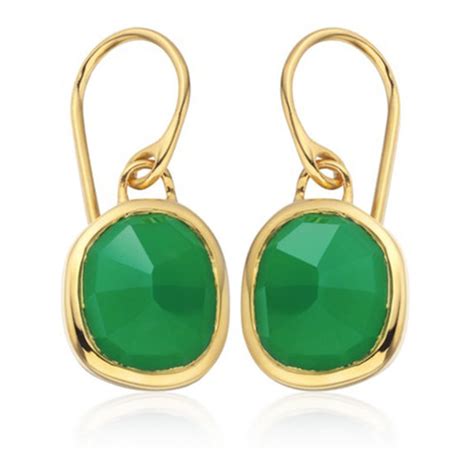 Monica Vinader Siren Wire Earrings In Green Onyx Queen Letizia