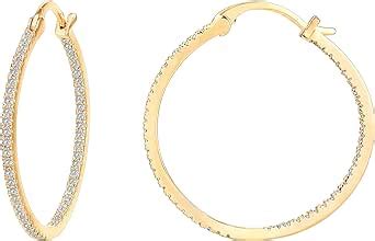 Pavoi K Gold Plated Sterling Silver Post Cubic Zirconia Hoop