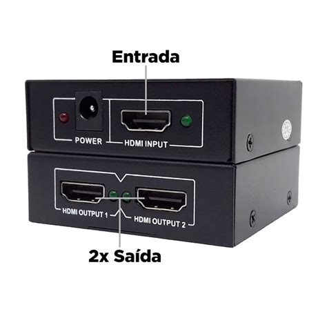 Splitter 1x2 Hdmi Divisor 1 Entrada 2 Saidas Ver 14 3d 1080p