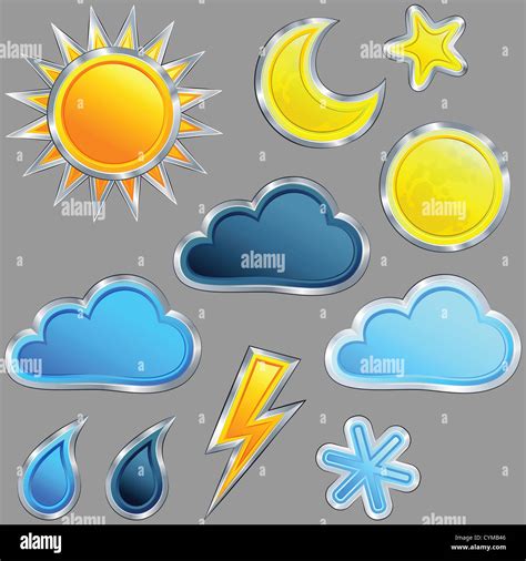 Un Icono De Vector De Clima Sol Luna Estrellas Nubes Lluvia