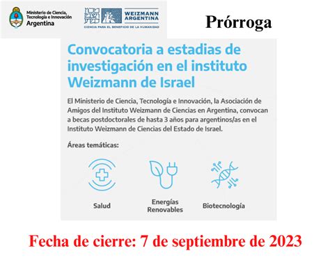 Argentina Mincyt Israel Instituto Weizmann Estancias De