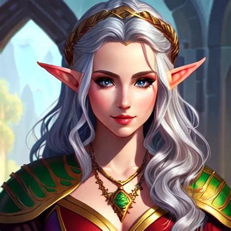 Elf Female Dnd Illustration Portrait Wavy Hair