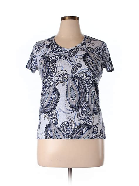 Croft And Barrow 100 Cotton Paisley Dark Blue Short Sleeve T Shirt Size